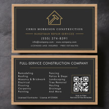 Handwerker Holz QR-Code Bau Schwarz Gold