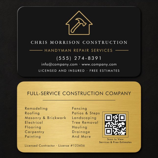 Handwerker-QR-Code Gold Metallisch Visitenkarte (Von Creator hochgeladen)