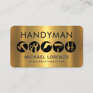 Handwerker-Werkzeug-Icons auf Gold Visitenkarte