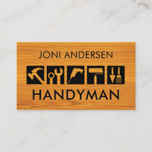 Handwerker-Werkzeug-Symbol auf Holz Visitenkarte