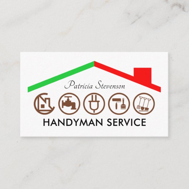 Handwerker Werkzeuge Gebäude Dach Visitenkarte (Vorderseite)
