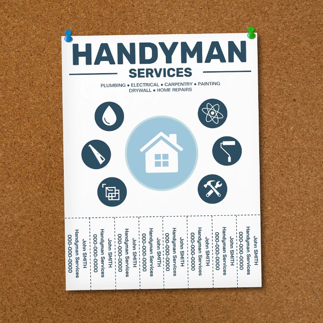 Handwerkerdienste Abriss-Register Flyer (Handyman Services Tear Off Strips Flyer)