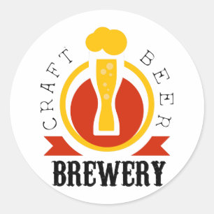 Handwerks-Bier-Brauerei-Logo-Entwurfs-Schablone Runder Aufkleber