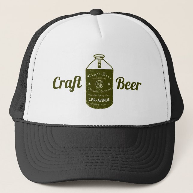 Handwerks-Bier - Prüfspule-Krug-Grün u. Weiß Truckerkappe (Vorderseite)