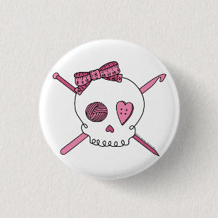 Handwerks-Schädel (Rosa) Button