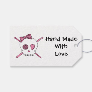Handwerks-Schädel - Stricken u. Häkelarbeit Geschenkanhänger