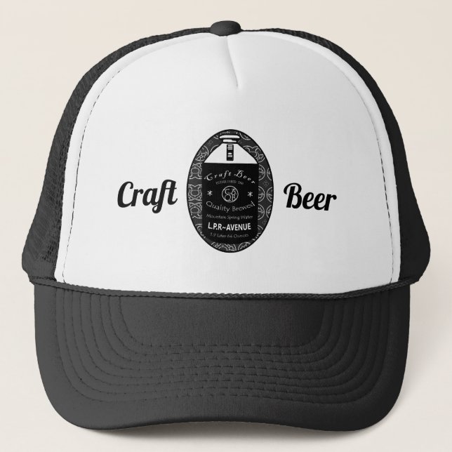 Handwerksbier - Growler Black & White Oval Design Truckerkappe (Vorderseite)