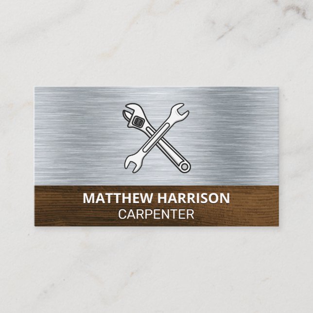 Handwerkzeuge | Metal Wood Visitenkarte (Vorderseite)