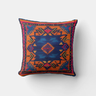 Handwoven Blue Kilim Lumbar Kissen: Einzigartiger Kissen