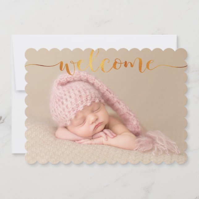 Handwriting Baby Birit Announcement Foto Card Ankündigung (Vorderseite)