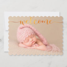 Handwriting Baby Birit Announcement Foto Card