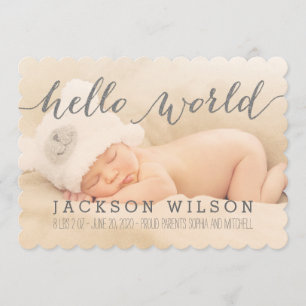 Handwriting Baby Birit Announcement Foto Card Ankündigung