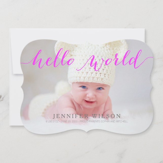 Handwriting Baby Birit Announcement Foto Card Ankündigung (Vorderseite)
