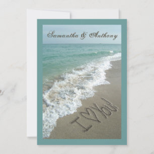 Handwriting Beach Hochzeit in Urlaubsort Einladung
