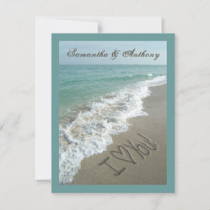 Handwriting Beach Hochzeit in Urlaubsort Einladung