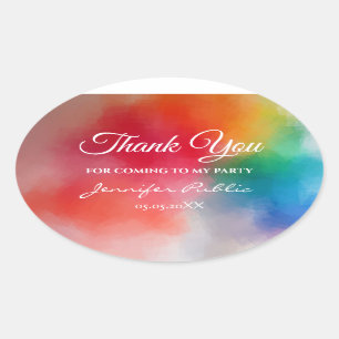 Handwriting Danke Text Elegante Vorlage Ovaler Aufkleber