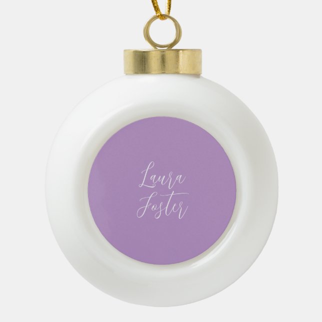 Handwriting Eleganname Lilac Color Keramik Kugel-Ornament (Vorderseite)