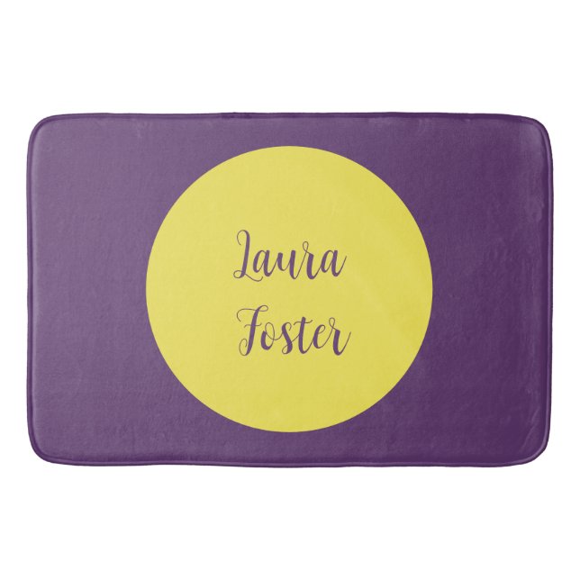 Handwriting Eleganter Name Indigo & Gelb Farbe Badematte (Vorderseite)