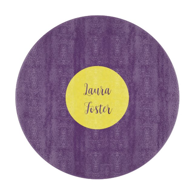 Handwriting Eleganter Name Indigo & Gelb Farbe Schneidebrett (Vorderseite)