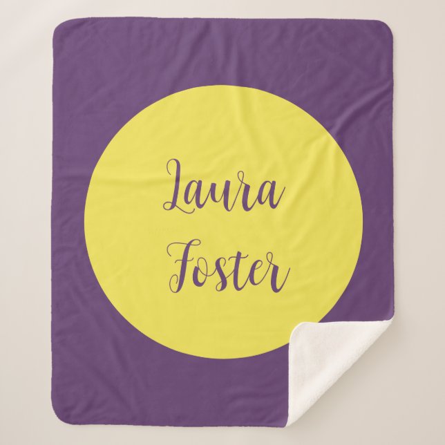 Handwriting Eleganter Name Indigo & Gelb Farbe Sherpadecke (Vorderseite)