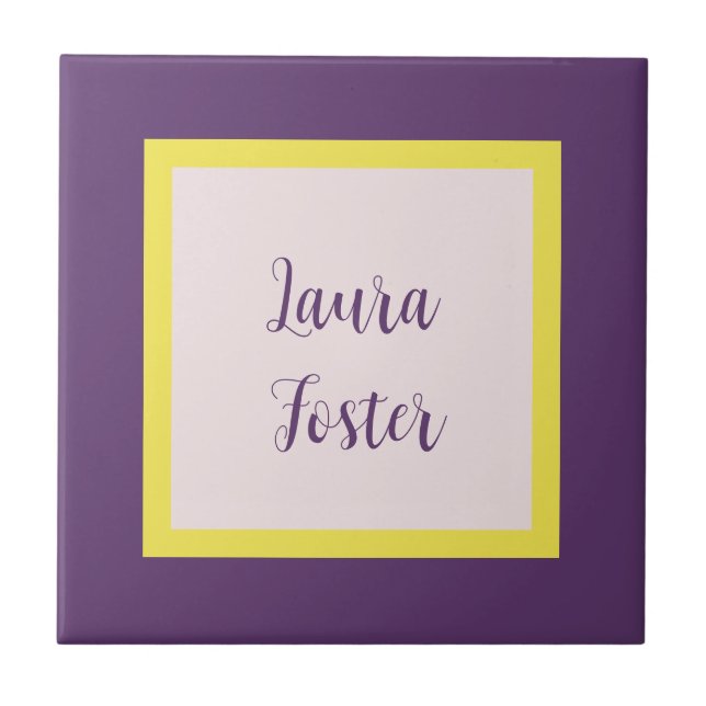 Handwriting Eleganter Name Indigo Yellow Rose Quar Fliese (Vorderseite)