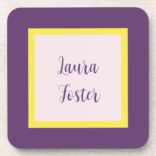 Handwriting Eleganter Name Indigo Yellow Rose Quar Getränkeuntersetzer (Vorderseite)