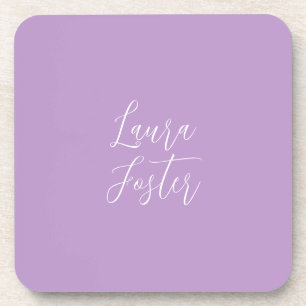 Handwriting Eleganter Name Lilac & Rosa Farbe Getränkeuntersetzer