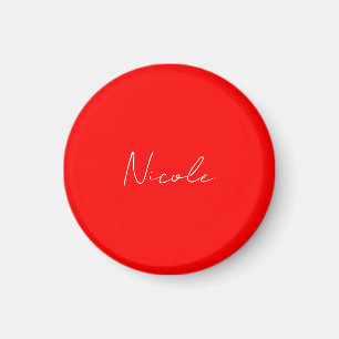 Handwriting Eleganter Name Rot Weiße Farbe Schlich Magnet