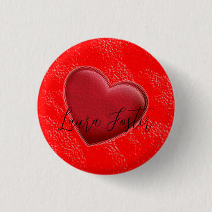 Handwriting Eleganter Name Rotes Herz Liebe Romanc Button