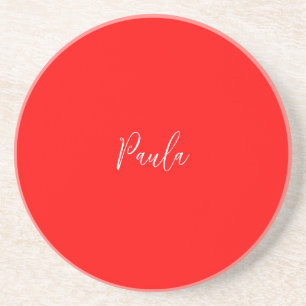Handwriting Elegantname Red Color Schlicht Getränkeuntersetzer
