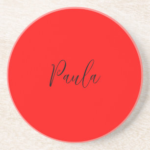 Handwriting Elegantname Red Color Schlicht Getränkeuntersetzer