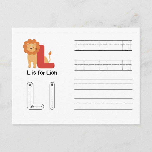 Handwriting-FlashCards für Kindergarten | L,M | Postkarte (Vorderseite)