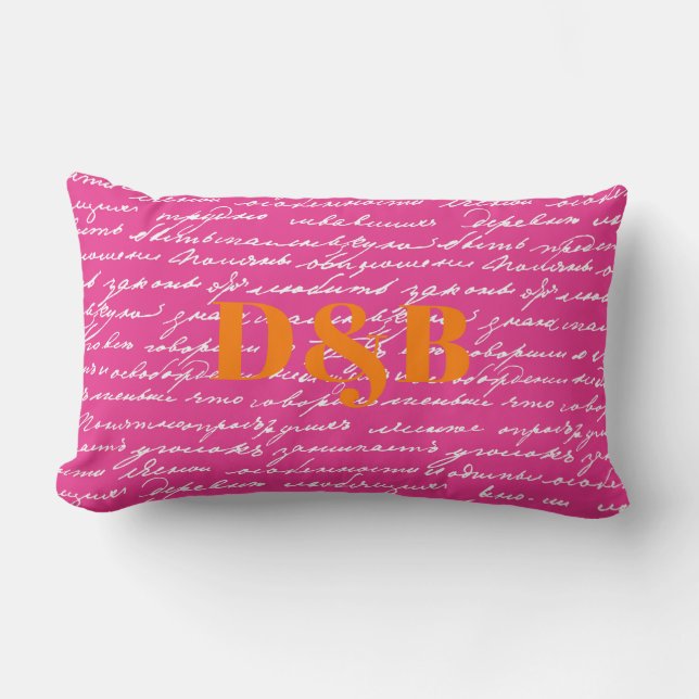 Handwriting-Liebe-Story-INITIALS Couple Preppy Fun Lendenkissen (Vorderseite)