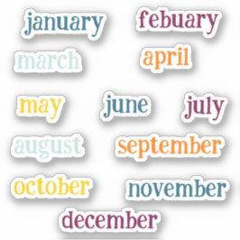 Handwriting Monate des Jahres Skript farbig Aufkleber