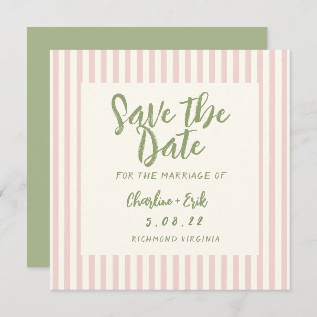 Handwriting pastel Retro Hochzeit speichern Datum Save The Date (Vorne/Hinten)