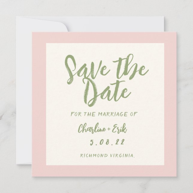 Handwriting pastel Retro Hochzeit speichern Datum Save The Date (Vorderseite)