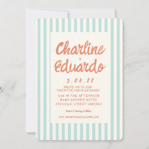 Handwriting Pastel Retro Hochzeitkarte Einladung