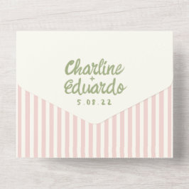 Handwriting Pastel Retro Wedding All In One Einladung