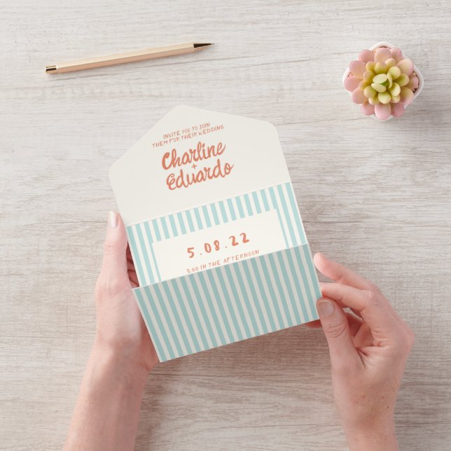 Handwriting Pastel Retro Wedding All In One Einladung (Video)