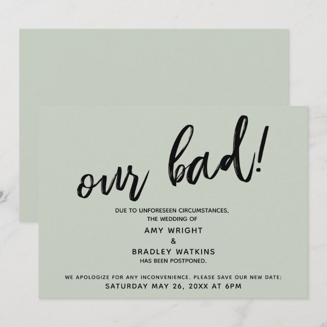 Handwriting Postpected Wedding Spaß Sage Card Einladung (Vorne/Hinten)