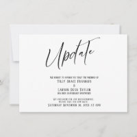 Handwriting Postpected Wedding Update Simple Card
