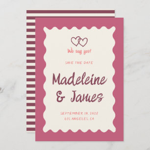 Handwriting Retro Bold Rosa Red Wedding Save The Date
