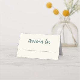 Handwriting Retro Green Blue Wedding Table Platzkarte