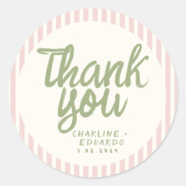 Handwriting RetroWedding Rechteckheber Runder Aufkleber