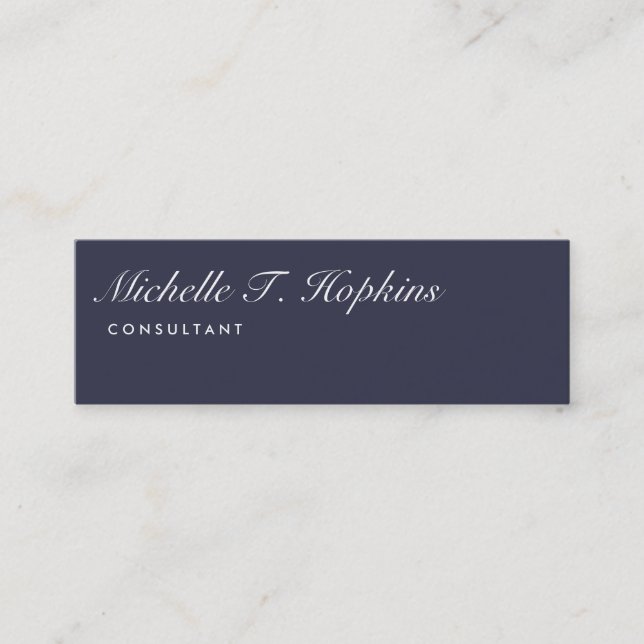 Handwriting Schlicht Midnight Blue Modern Feminine Mini Visitenkarte (Vorderseite)