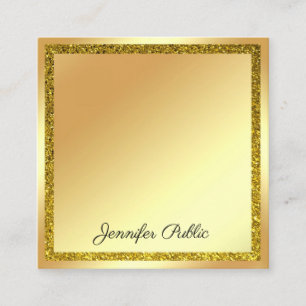 Handwriting Script Moderner Gold Glitzer Elegant Quadratische Visitenkarte