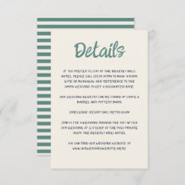 Handwriting Script Quirky Green Blue Retro Wedding Begleitkarte