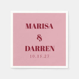 Handwriting Script Whisky Red Pink Custom Wedding Serviette