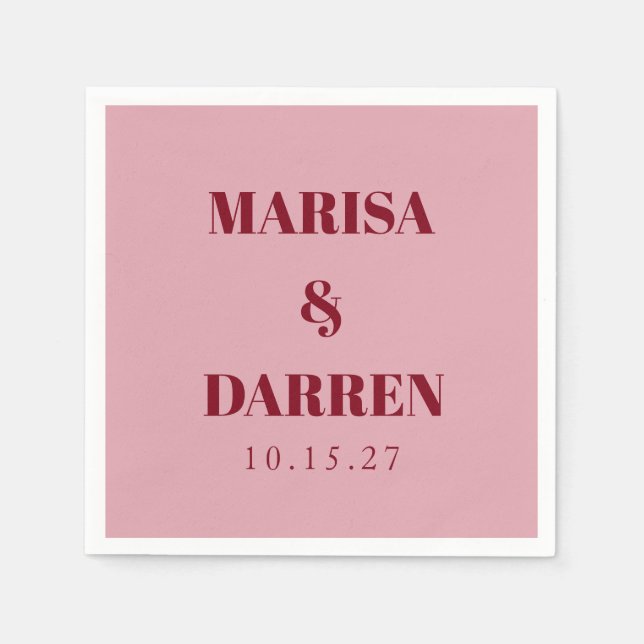 Handwriting Script Whisky Red Pink Custom Wedding Serviette (Vorderseite)