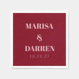 Handwriting Script Whisky Red Pink Custom Wedding Serviette